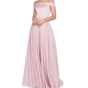 Mac Duggal Blush Off the Shoulder Ballgown